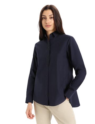 Midnight Navy Icebreaker Merino Berlin Shirt Women's Long Sleeve | AU 1641DFMN